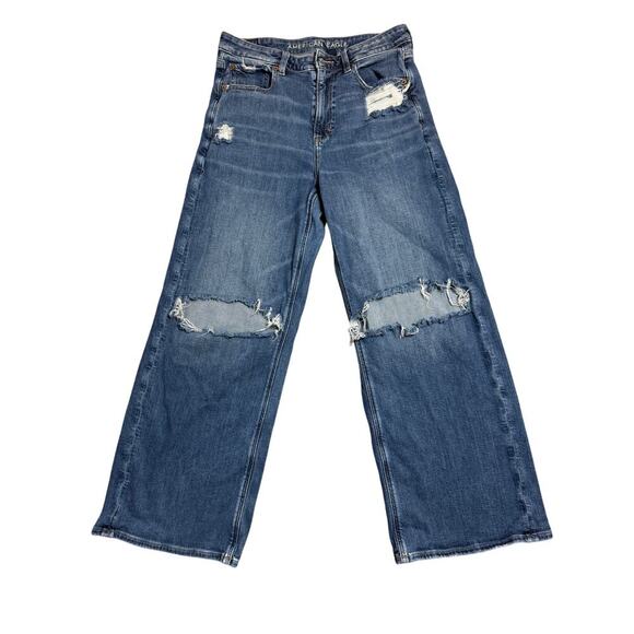 American Eagle Jeans Super High Rise Baggy Wide Leg women's size 8 Short - Picture 1 of 9
